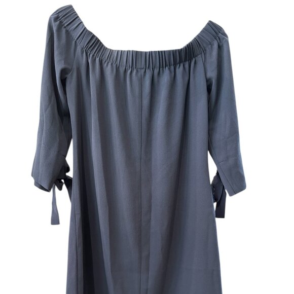 Vince Camuto Navy Off Shoulder Dress Tie Sleeve Fully Lined Desk to Dinner Sz 6 - Picture 3 of 5